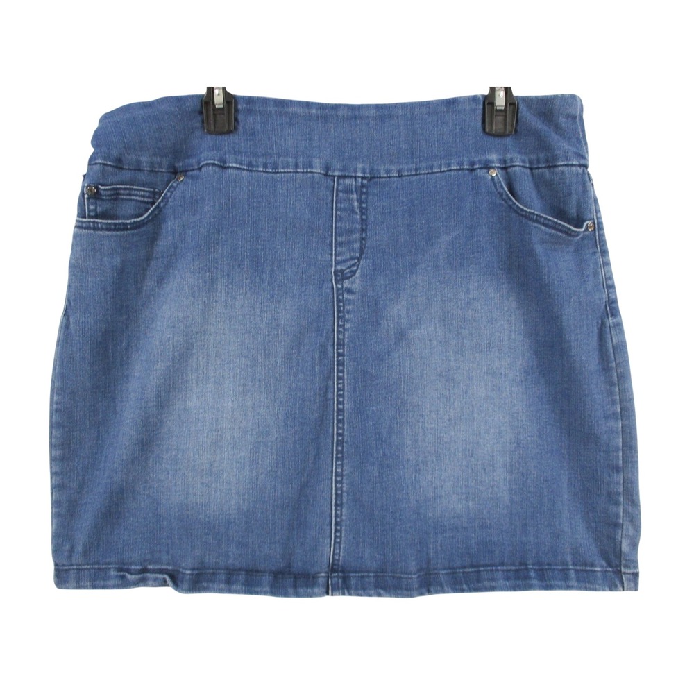 S.C. & CO Womens Denim Skort Blue Medium Wash Pull On Stretch Size XXL